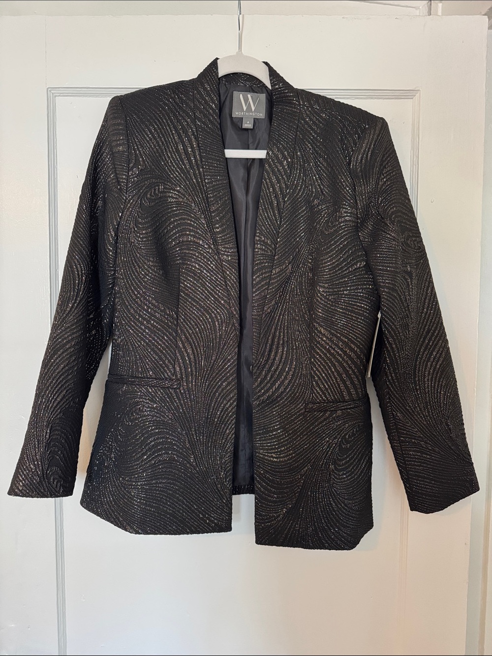 Worthington Black Open-Front Sparkle Blazer